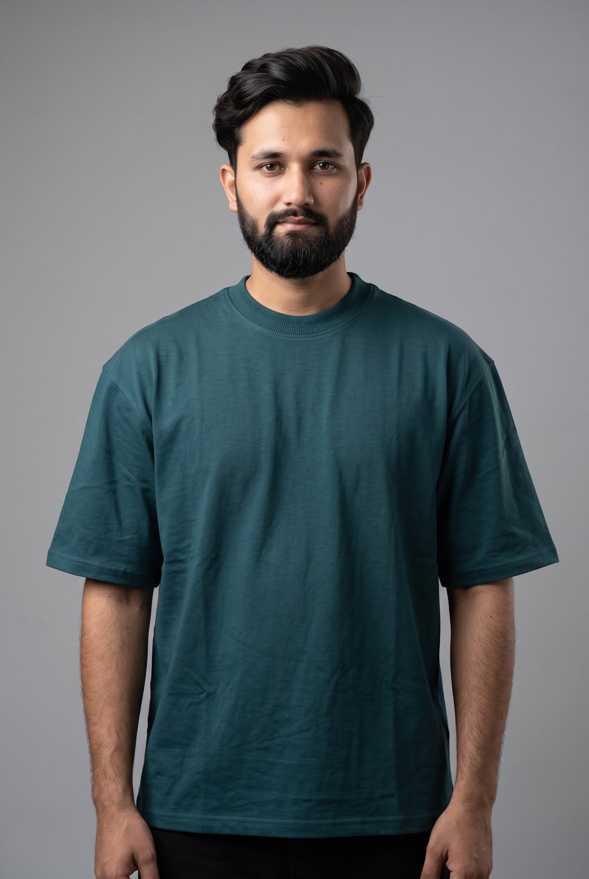 Front view of model wearing Zuke Lifestyle Bottle green t-shirt with The Band graphic