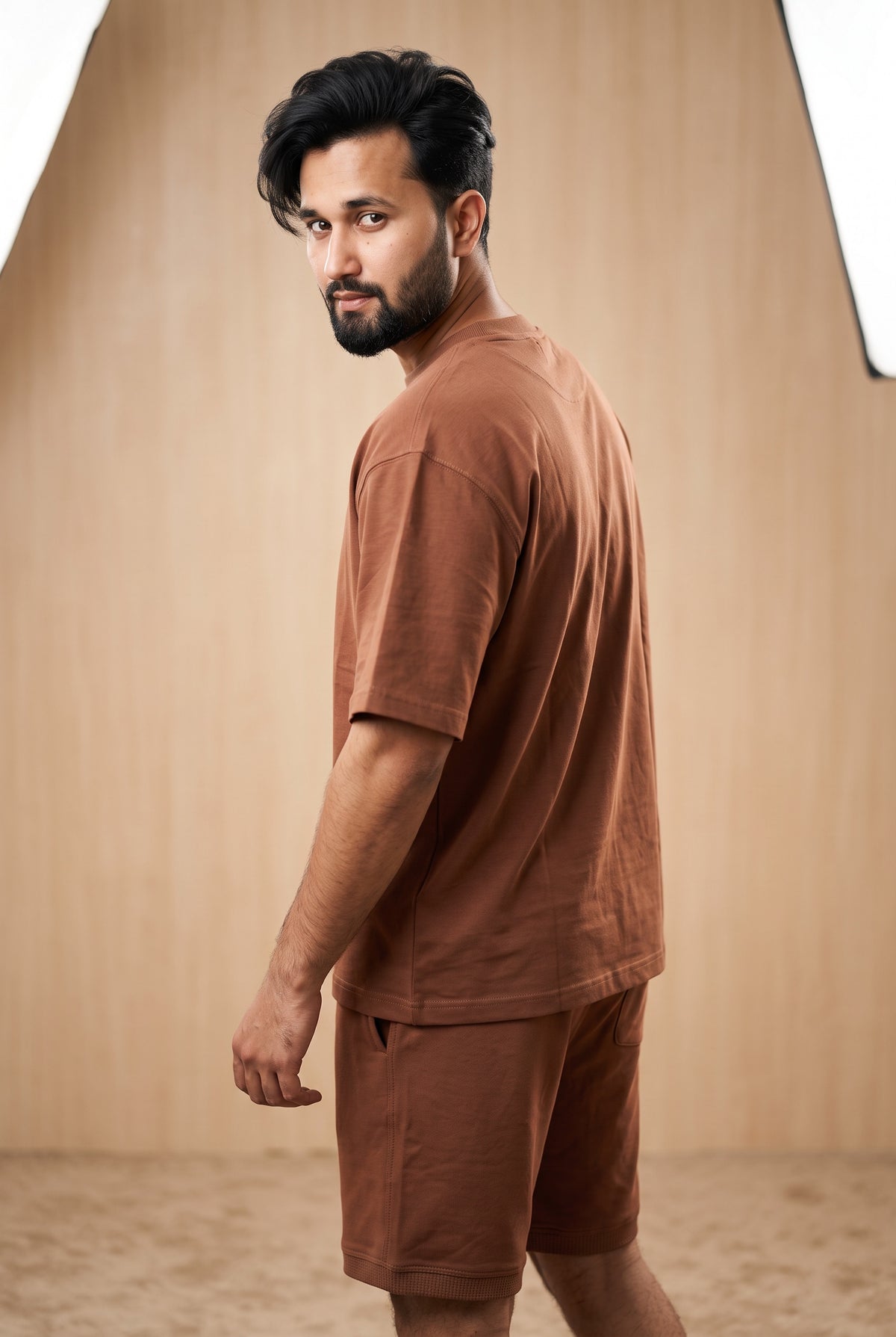 Zuke Men's Rusty Brown Loose Fit Co-ordset