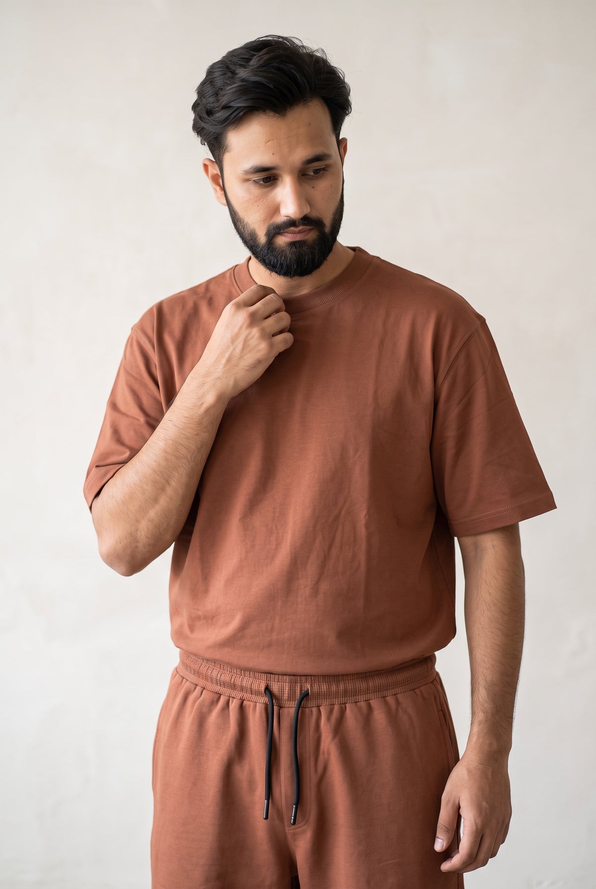 Zuke Men's Rusty Brown Loose Fit Co-ordset